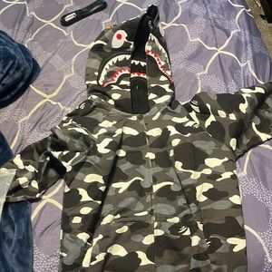 Bape double hood full zip camo